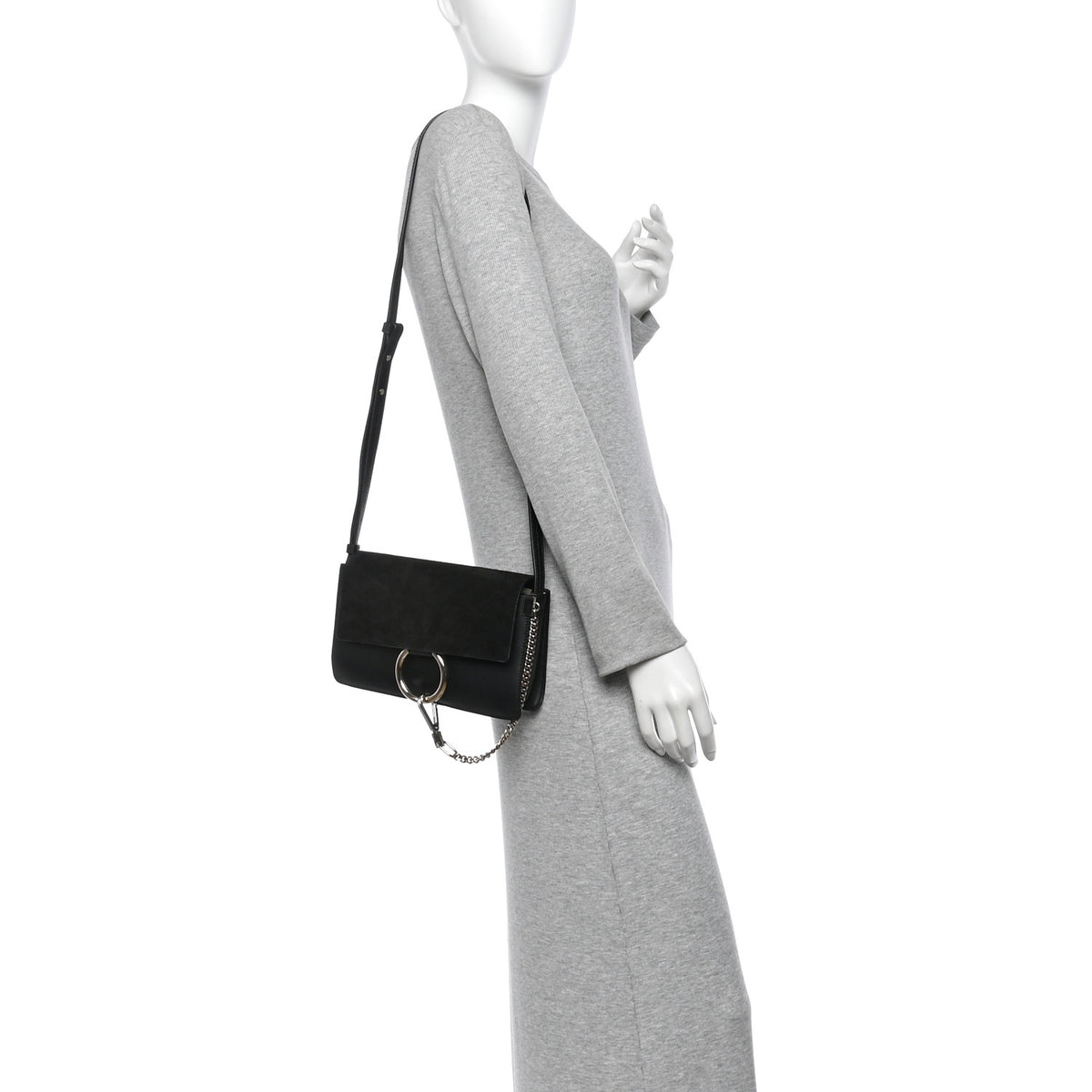 Chloe Suede Calfskin Small Faye Shoulder Bag Black 2 of 10