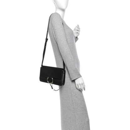 Chloe Suede Calfskin Small Faye Shoulder Bag Black 2 of 10
