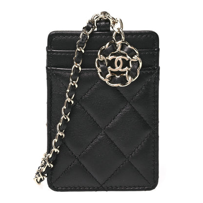 Chanel Lambskin Quilted Card Holder On Chain Black 1 of 12