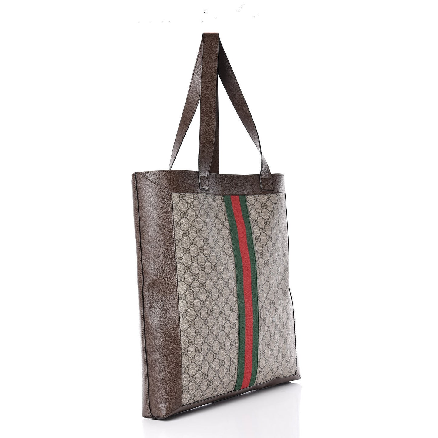 GG Supreme Monogram Web Large Ophidia Vertical Shopping Tote Brown