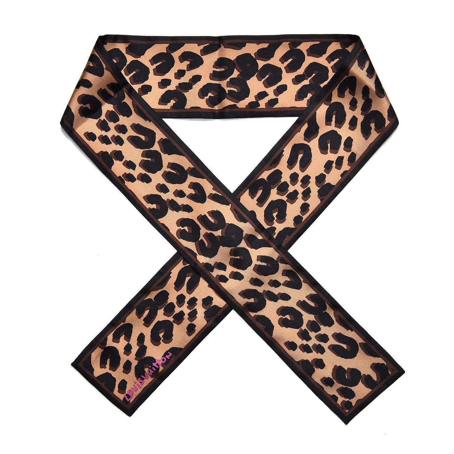 Louis Vuitton Silk Leopard Bandeau Scarf Marron 1 of 5