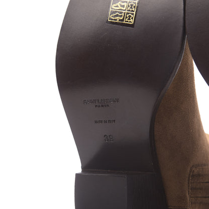 Saint Laurent Suede Brit Souple Ankle Boots 39 Brown 9 of 11