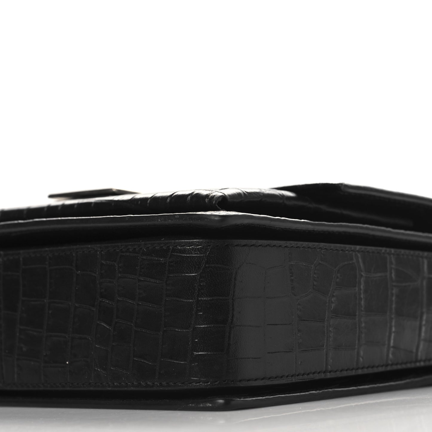 Calfskin Crocodile Embossed Medium Bellechasse Satchel Matte Black