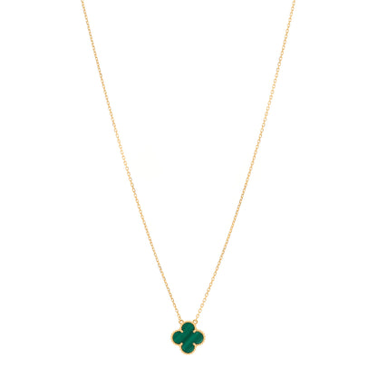 Van Cleef & Arpels 18K Yellow Gold Malachite Vintage Alhambra Pendant Necklace 1 of 4