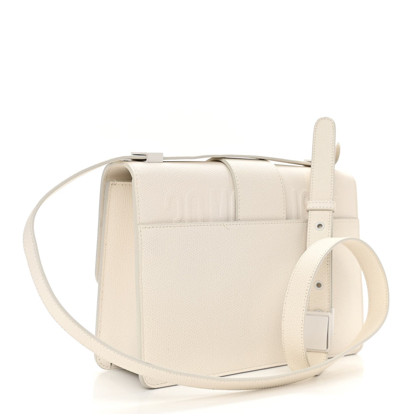 Ultra Matte Grained Calfskin 30 Montaigne Flap Bag White