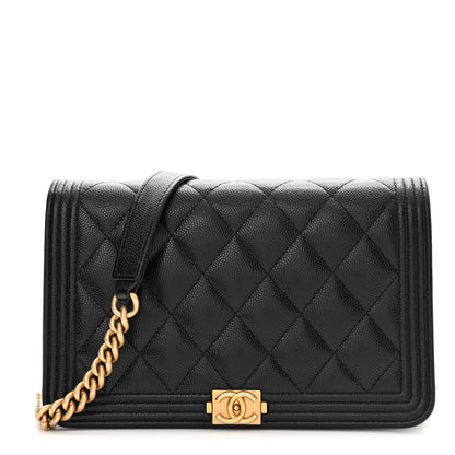 Chanel Caviar Quilted Boy Wallet On Chain WOC Black 1 of 15