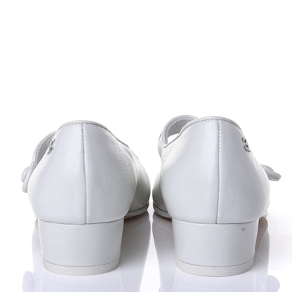 Chanel Patent Calfskin Mary Jane Strap Pumps 37.5 White 6 of 9