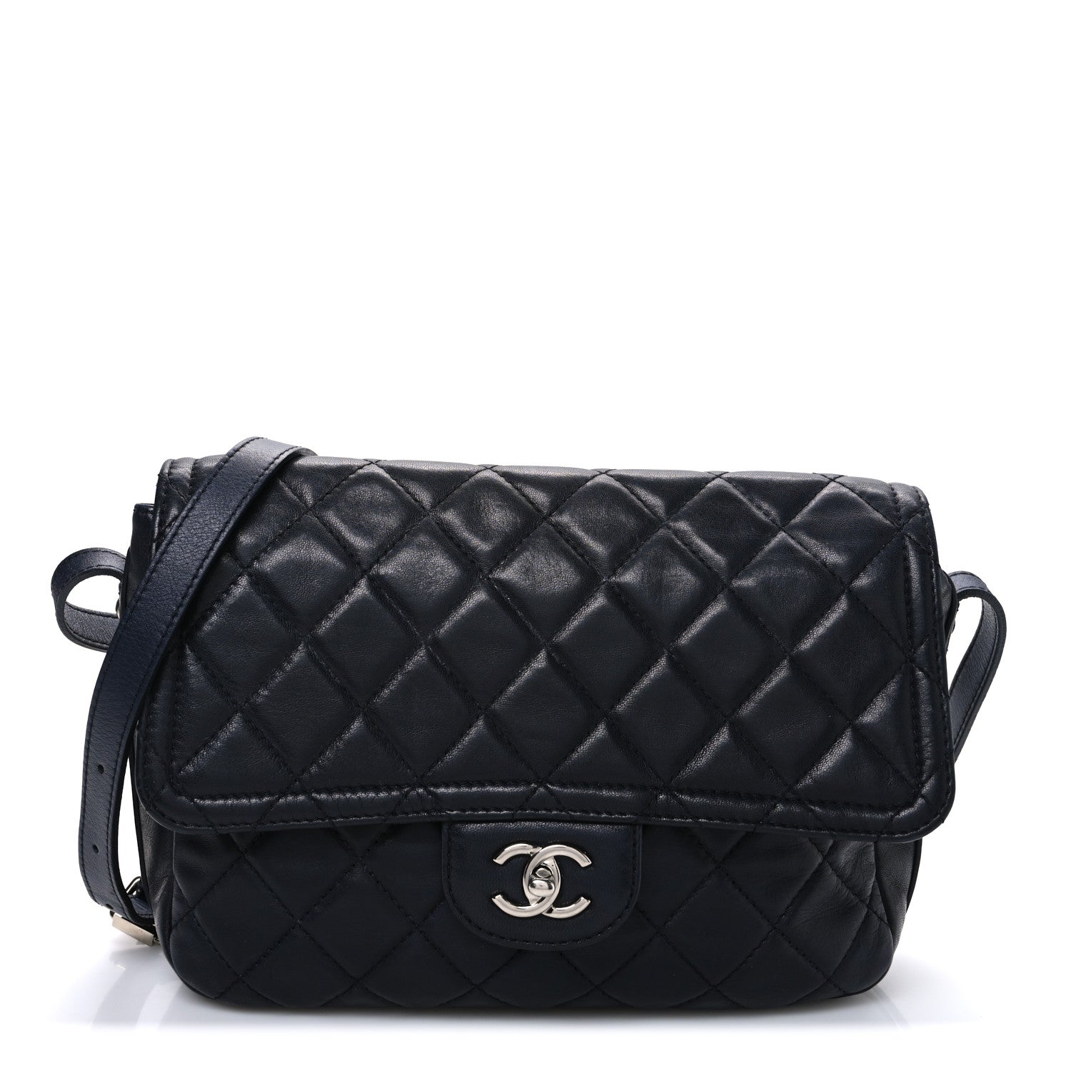 Chanel Lambskin Quilted Messenger Bag Dark Navy 1 of 11