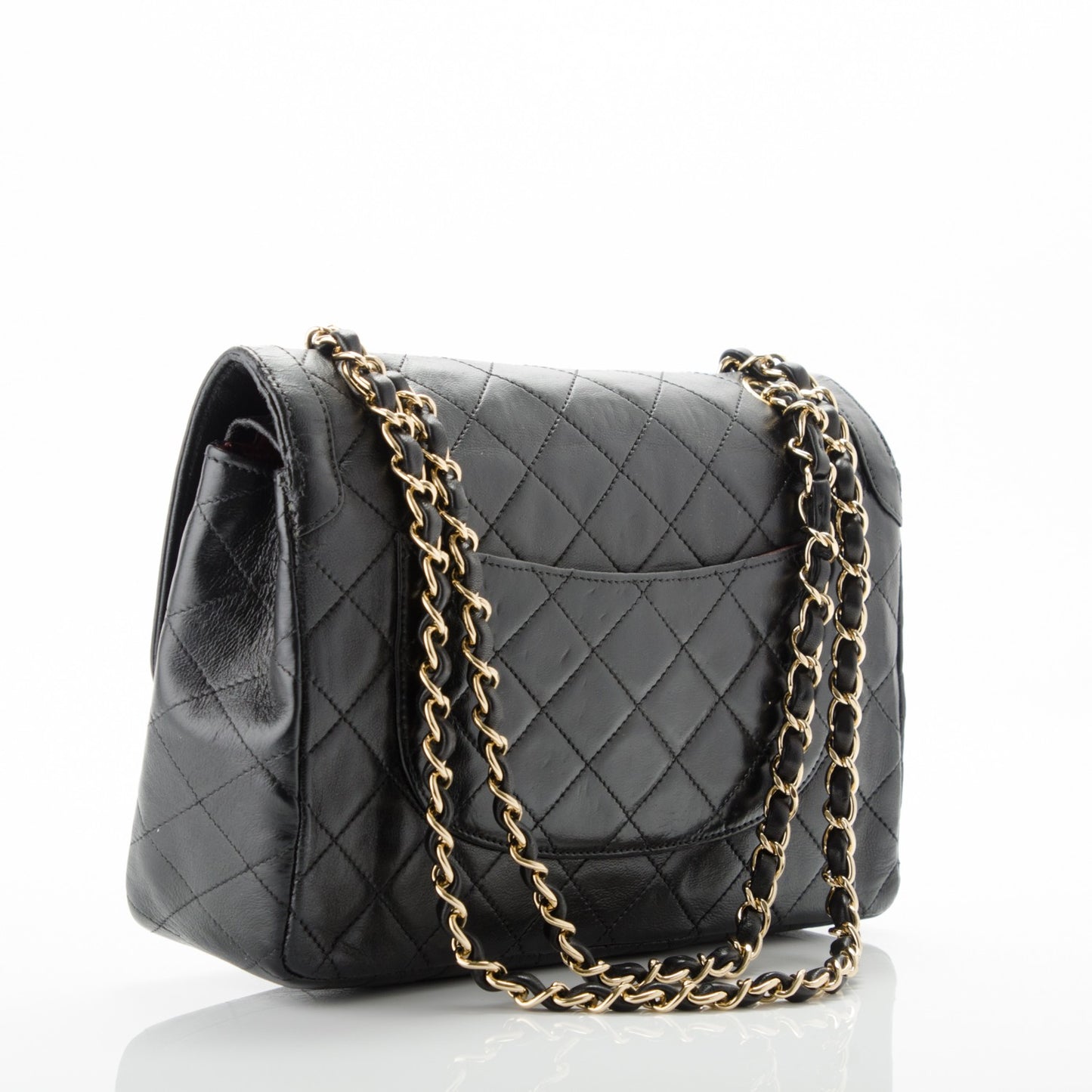Lambskin Quilted Medium Double Flap Black