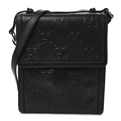 Gucci Calfskin GG Tennis Embossed Messenger Bag Black 1 of 10