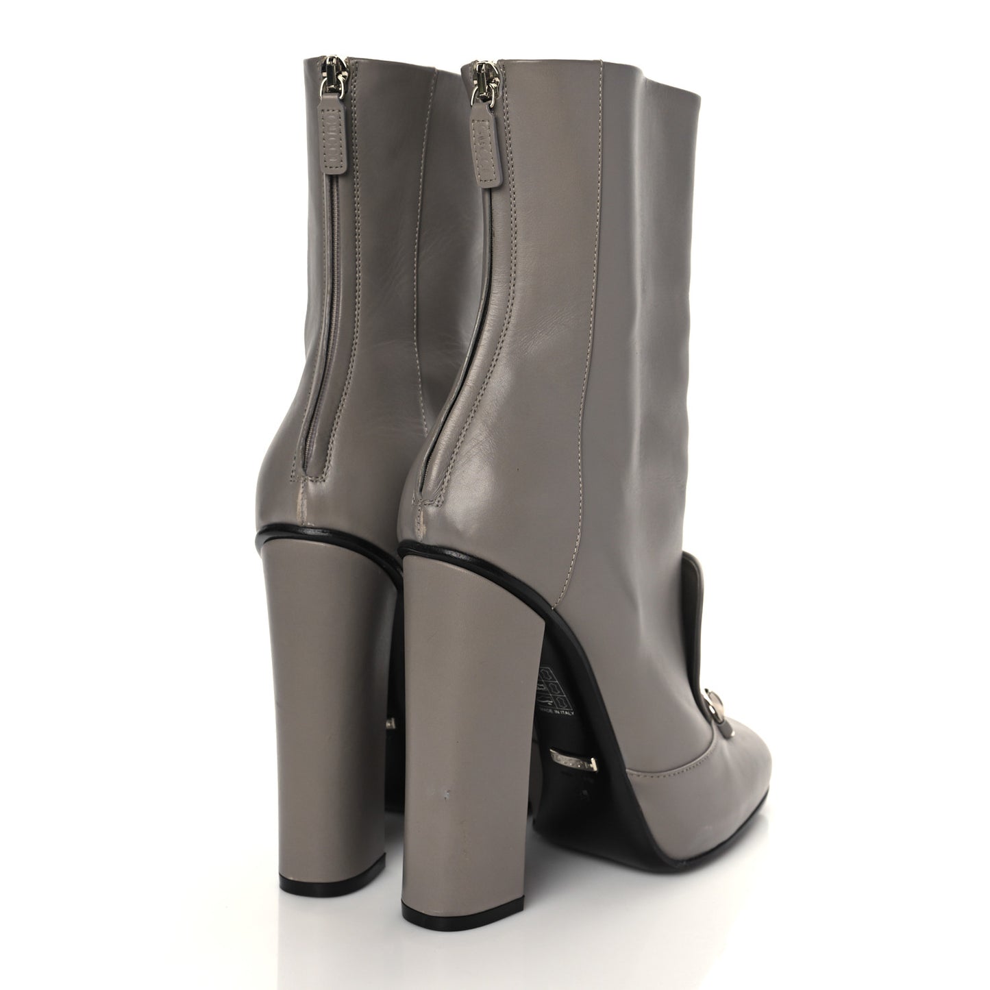 Calfskin Twiggy Horsebit Boot 39 Storm Grey