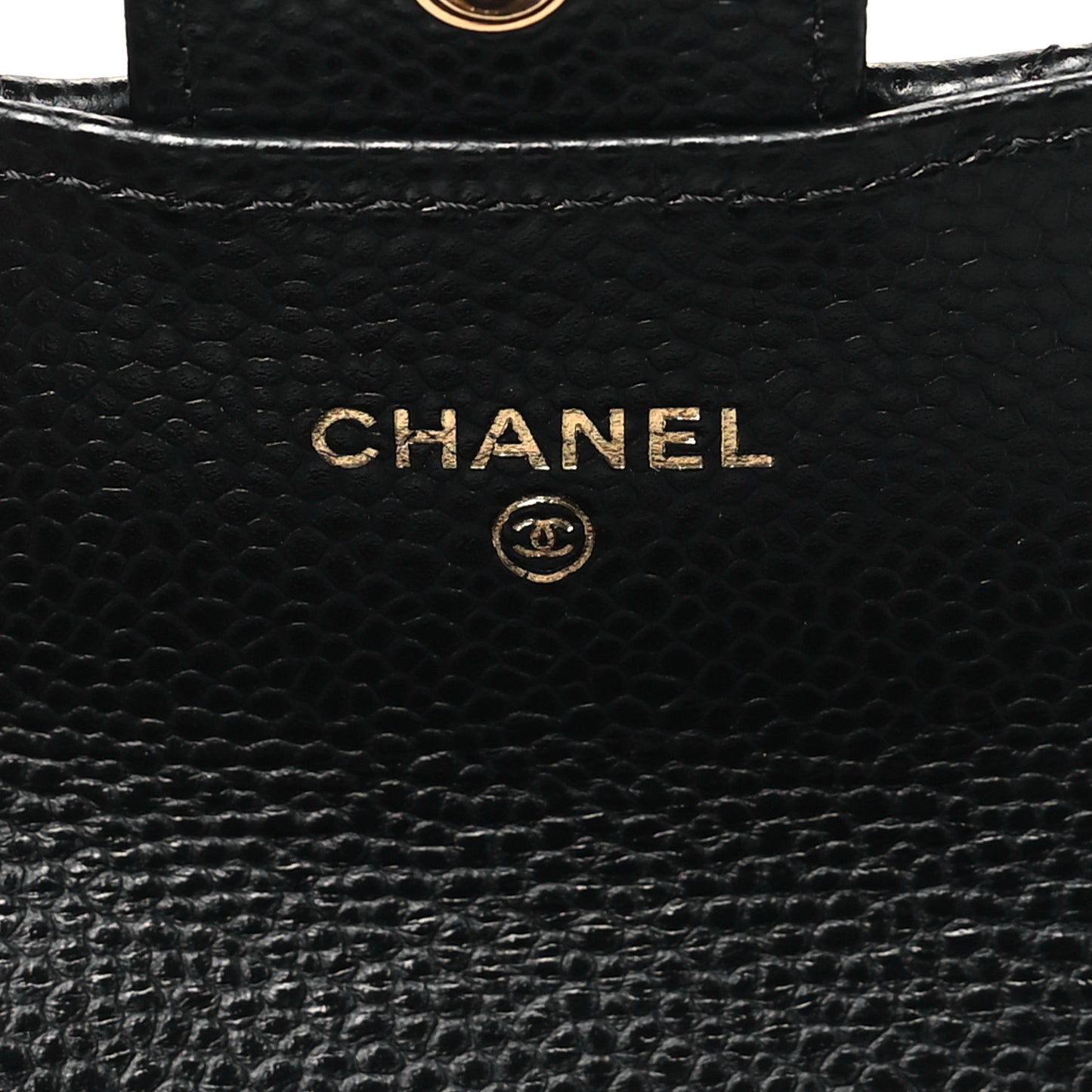 Caviar Quilted Flap Card Holder Wallet Black