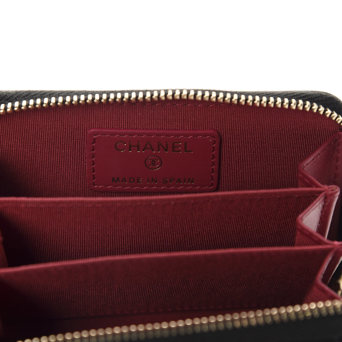 Shiny Goatskin Quilted Chanel 19 Zip Around Coin Purse Wallet Black