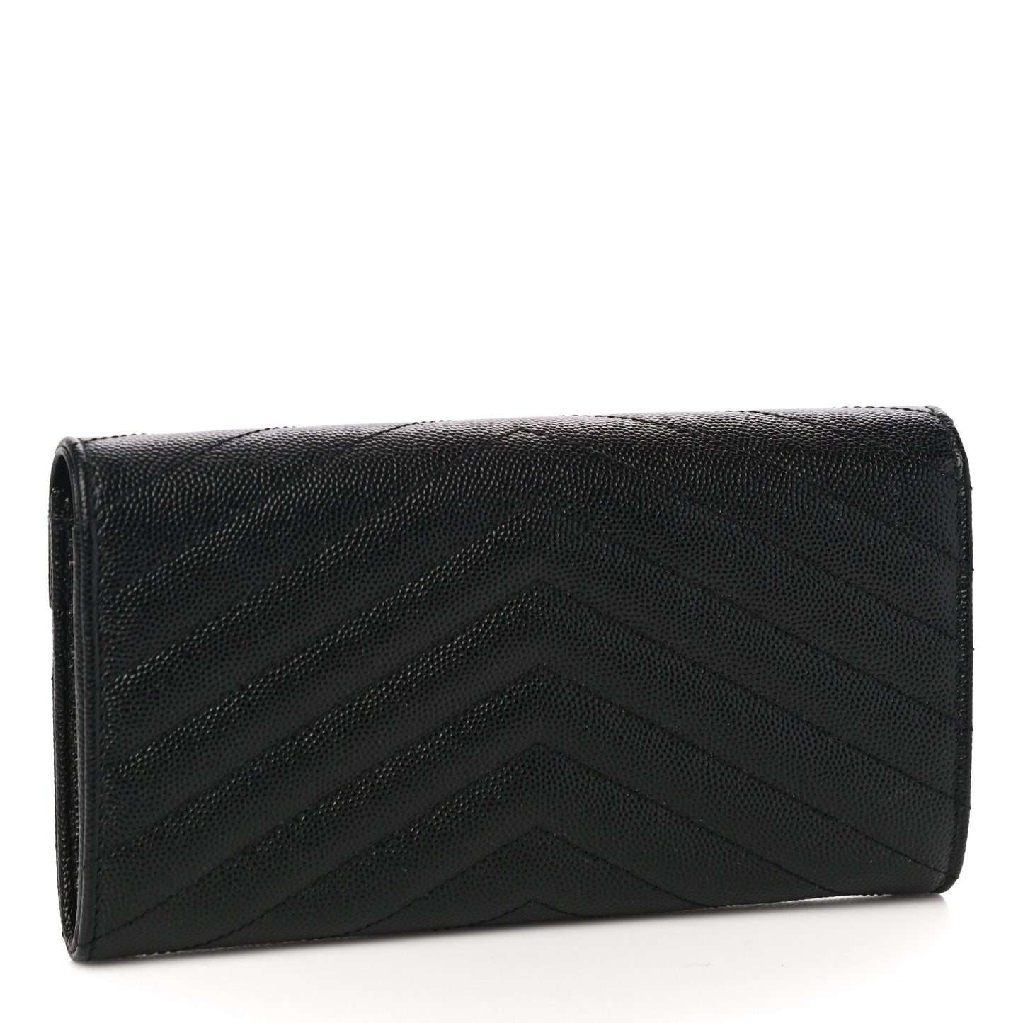 Grain De Poudre Matelasse Chevron Monogram Flap Wallet Black