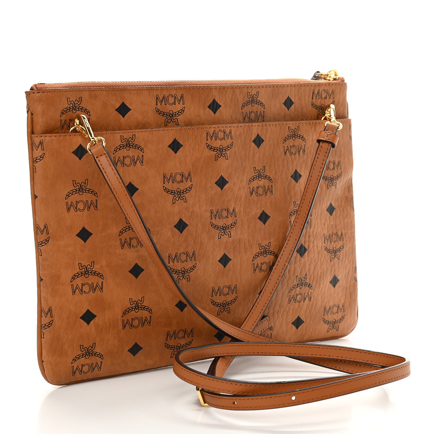 MCM Visetos Original Medium Pouch Cognac 3 of 10