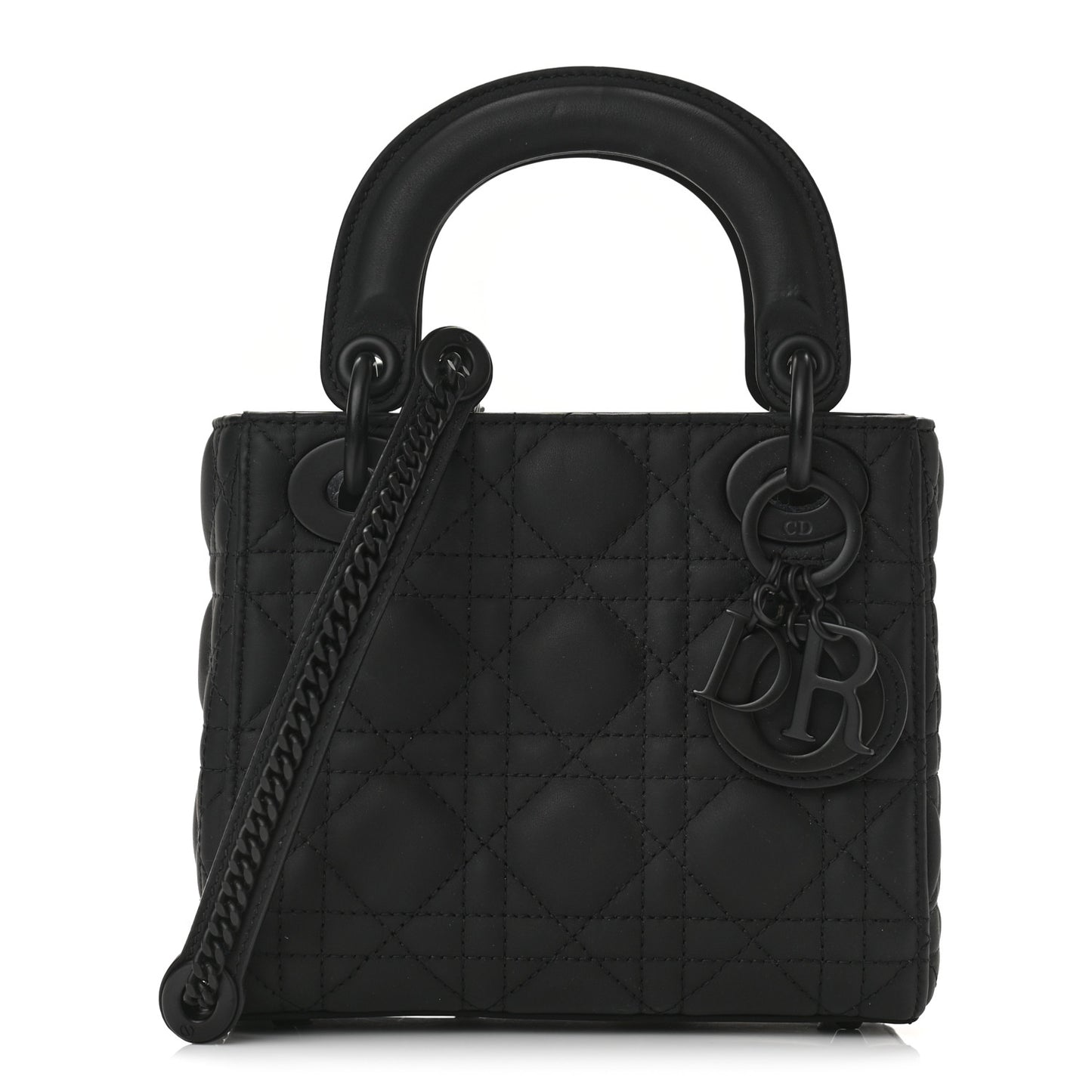 Ultra Matte Calfskin Cannage Mini Lady Dior Black
