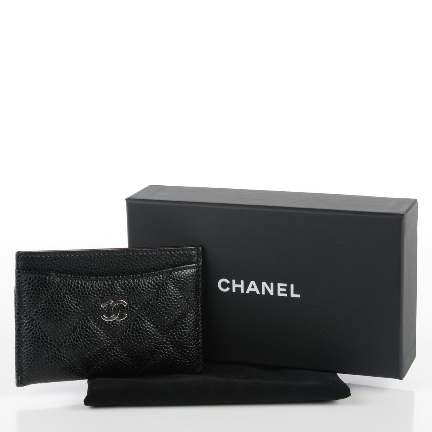 Caviar Quilted Card Holder Black