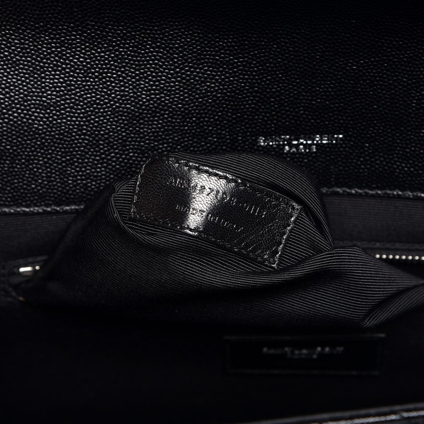 Grain De Poudre Textured Mixed Matelasse Large Triquilt Monogram Satchel Black
