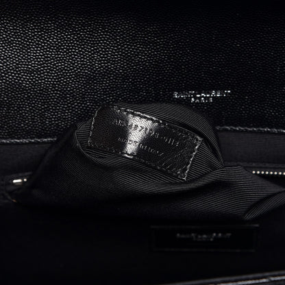 Saint Laurent Grain De Poudre Textured Mixed Matelasse Large Triquilt Monogram Satchel Black 8 of 8