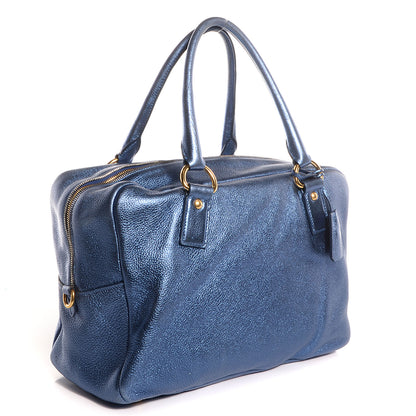 Prada Vitello Daino Satchel Denim Mordore 5 of 12
