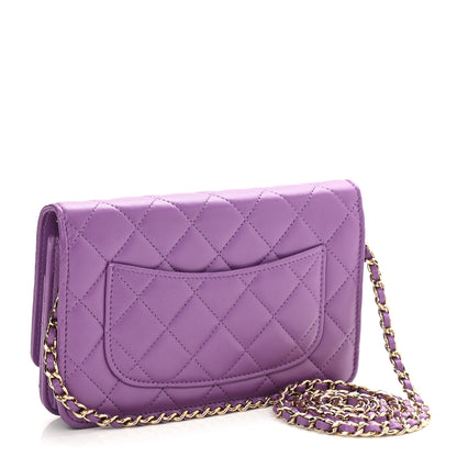 Chanel Lambskin Quilted Wallet On Chain WOC Purple 2 of 11