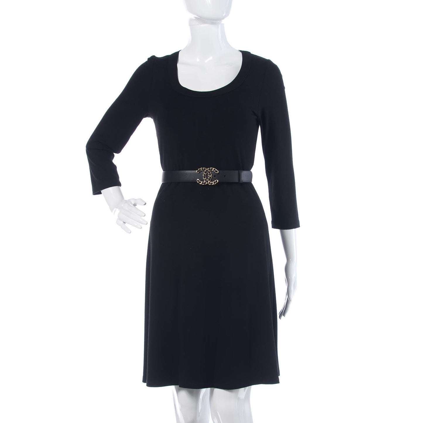 Calfskin CC Chain Belt 85 34 Black