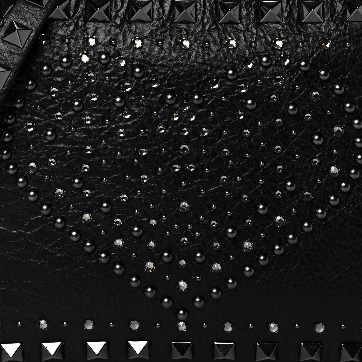 Valentino Garavani Craquele Nappa Rockstud Crystal Punk Heart Camera Crossbody Bag Black 7 of 9