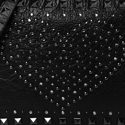 Valentino Garavani Craquele Nappa Rockstud Crystal Punk Heart Camera Crossbody Bag Black 7 of 9