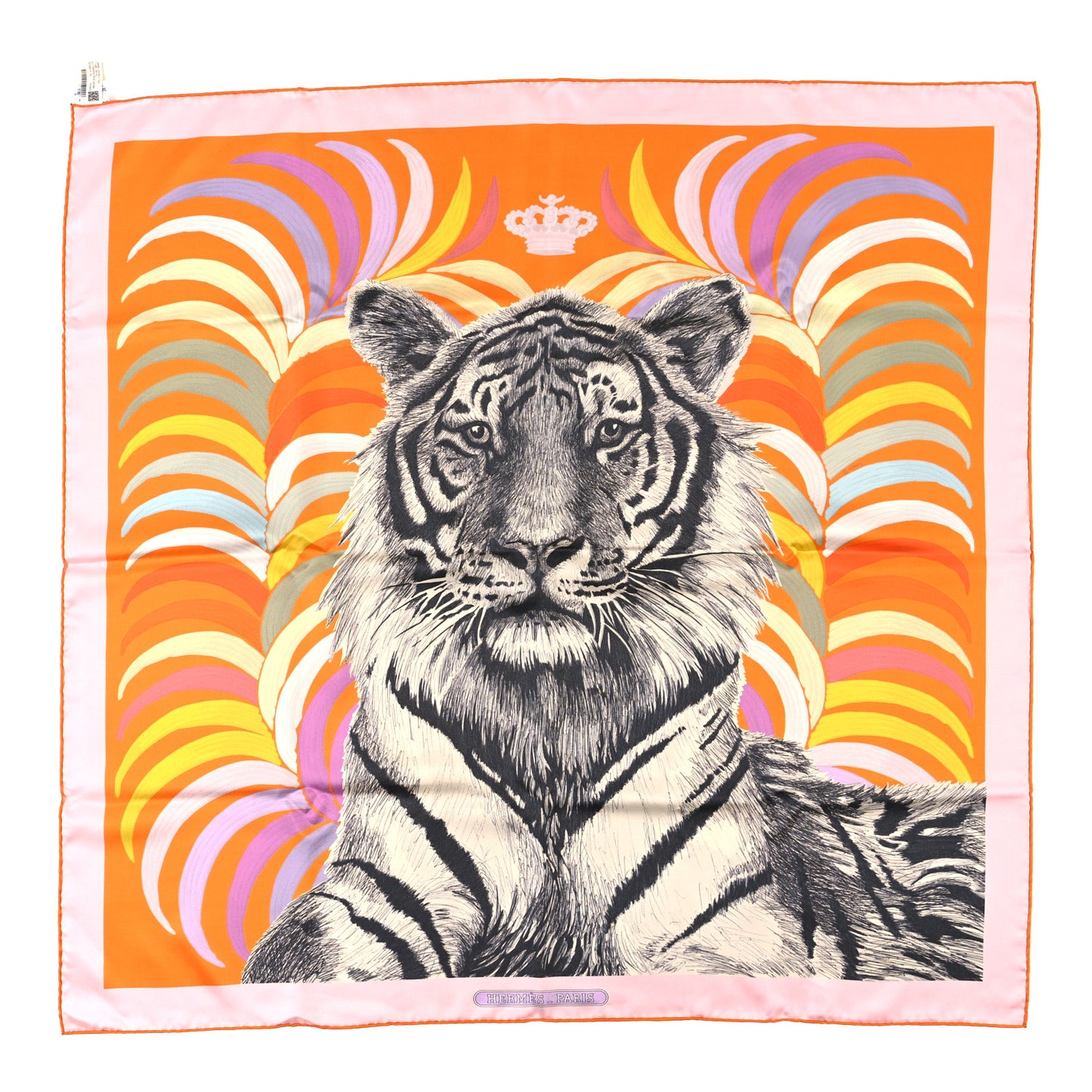 Silk Tiger Royal Double Face Scarf 90 Orange Rose Anthracite