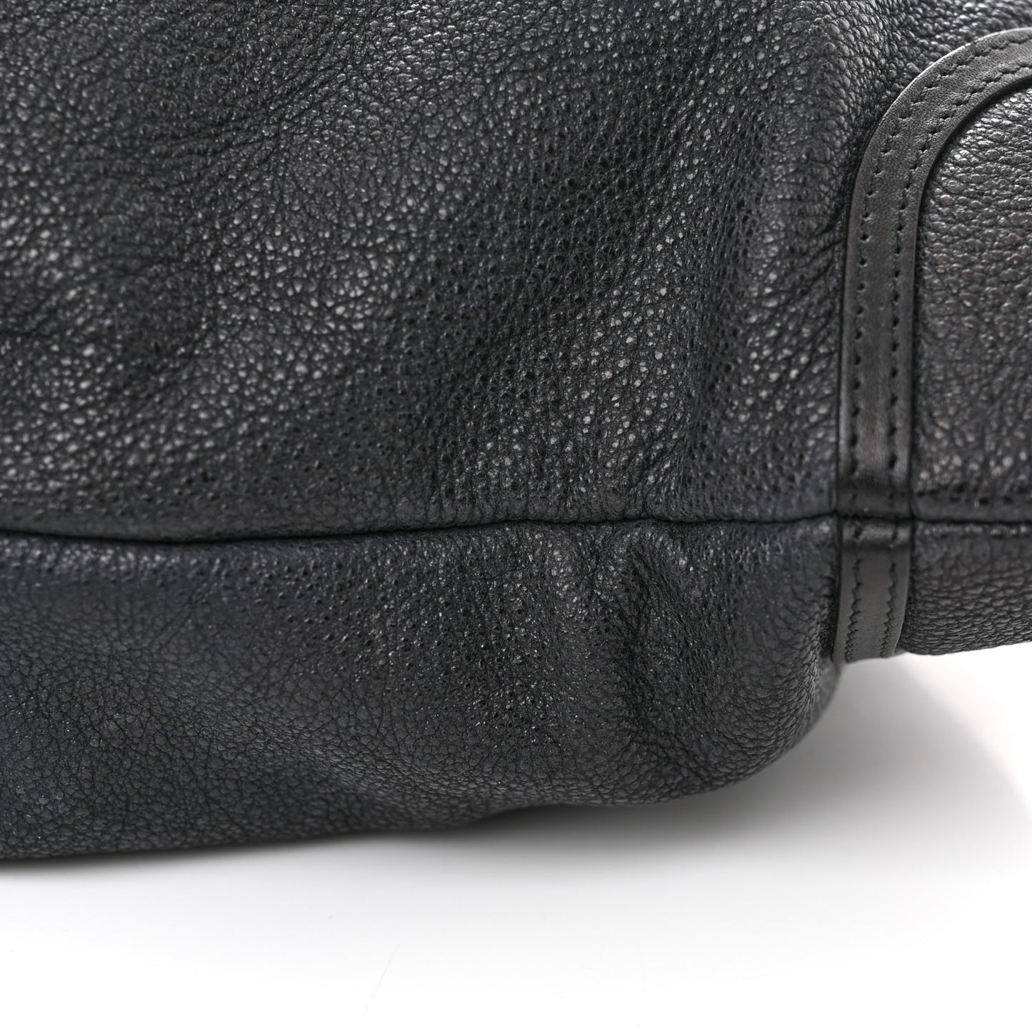 Washed Calfskin Drawstring Tote Black