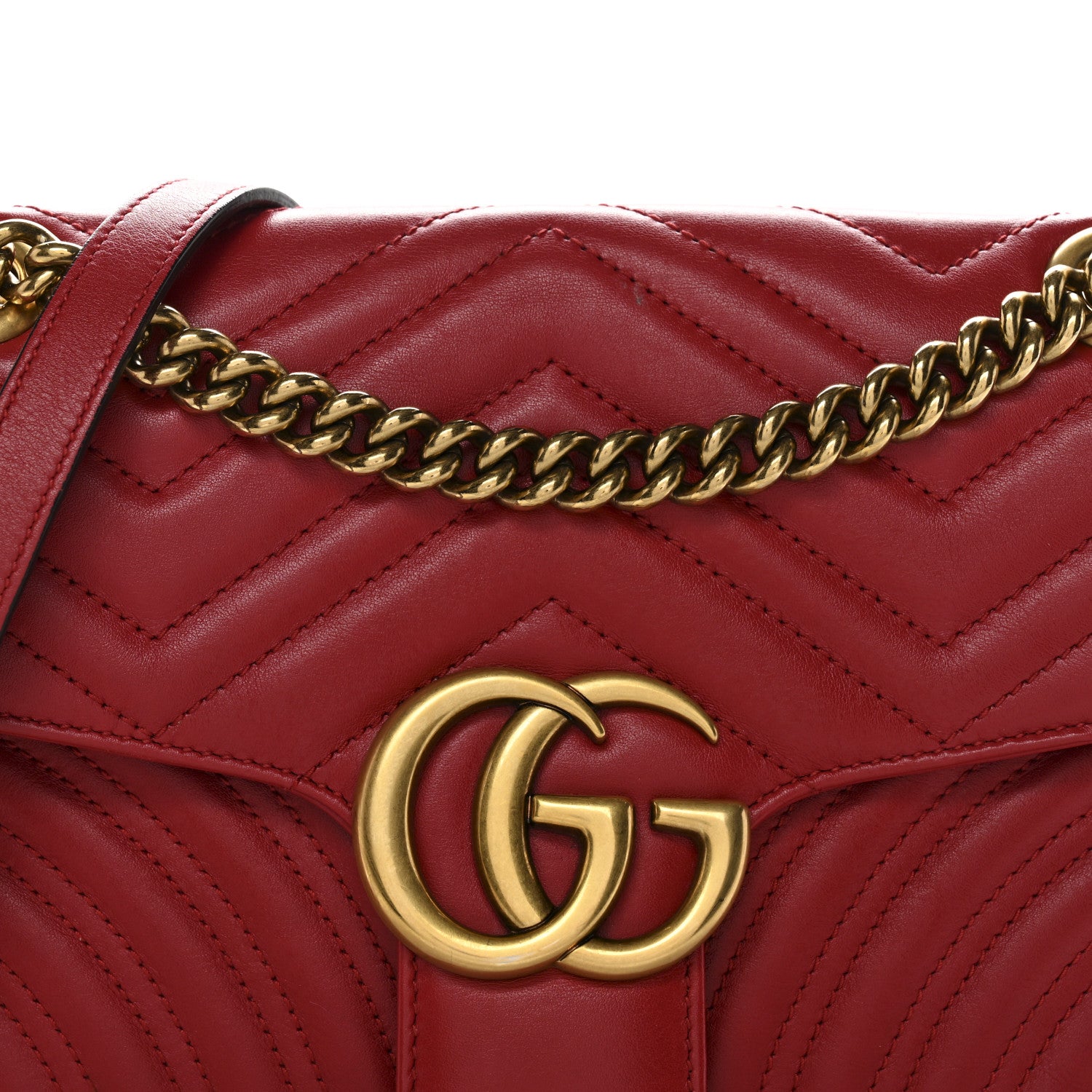 Gucci Calfskin Matelasse Small GG Marmont Shoulder Bag Hibiscus Red 8 of 13