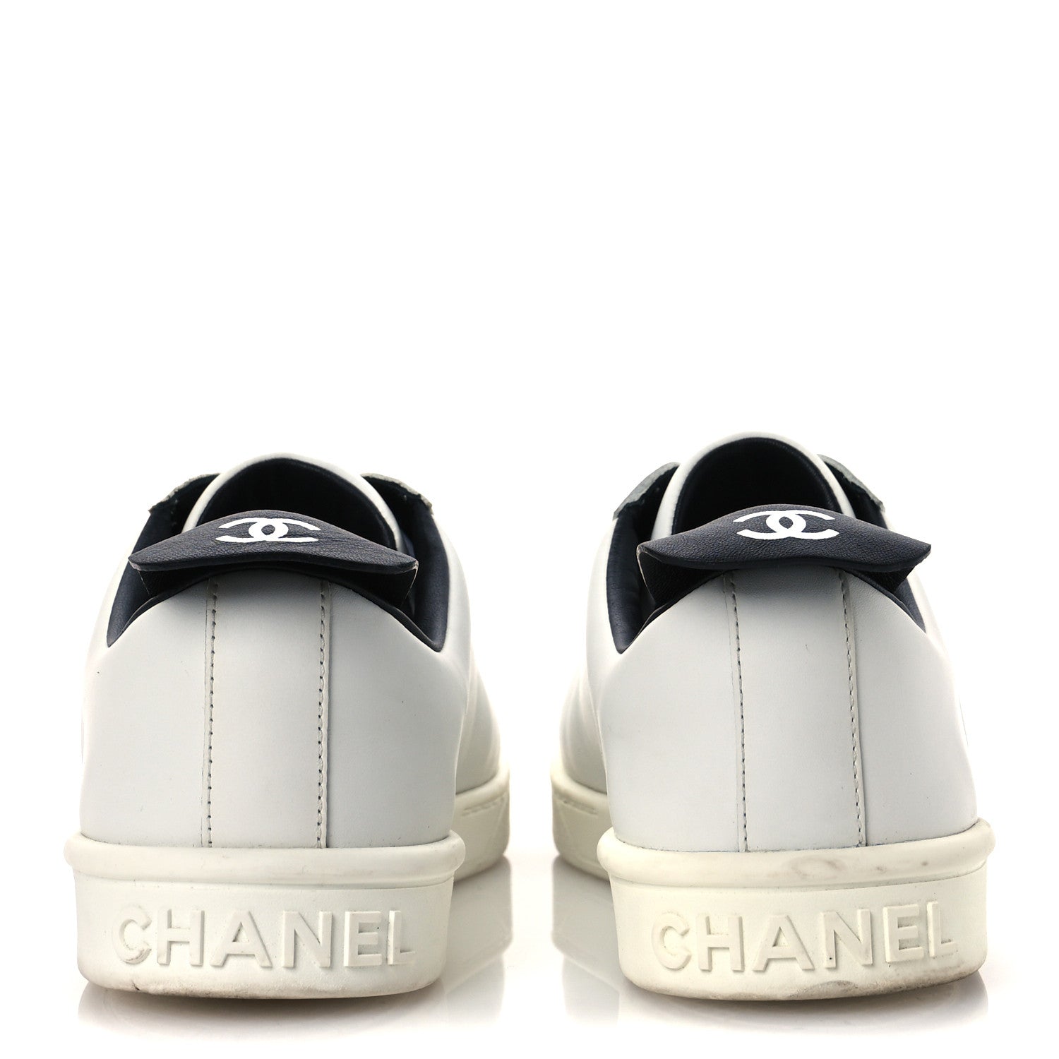 Chanel Calfskin Womens CC Sneakers 38.5 White 6 of 13