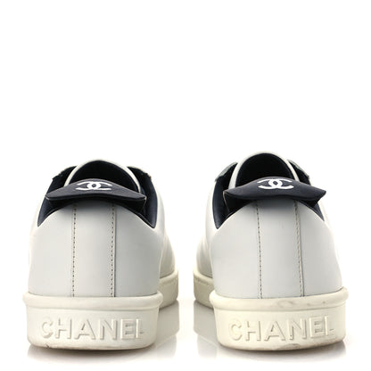 Chanel Calfskin Womens CC Sneakers 38.5 White 6 of 13