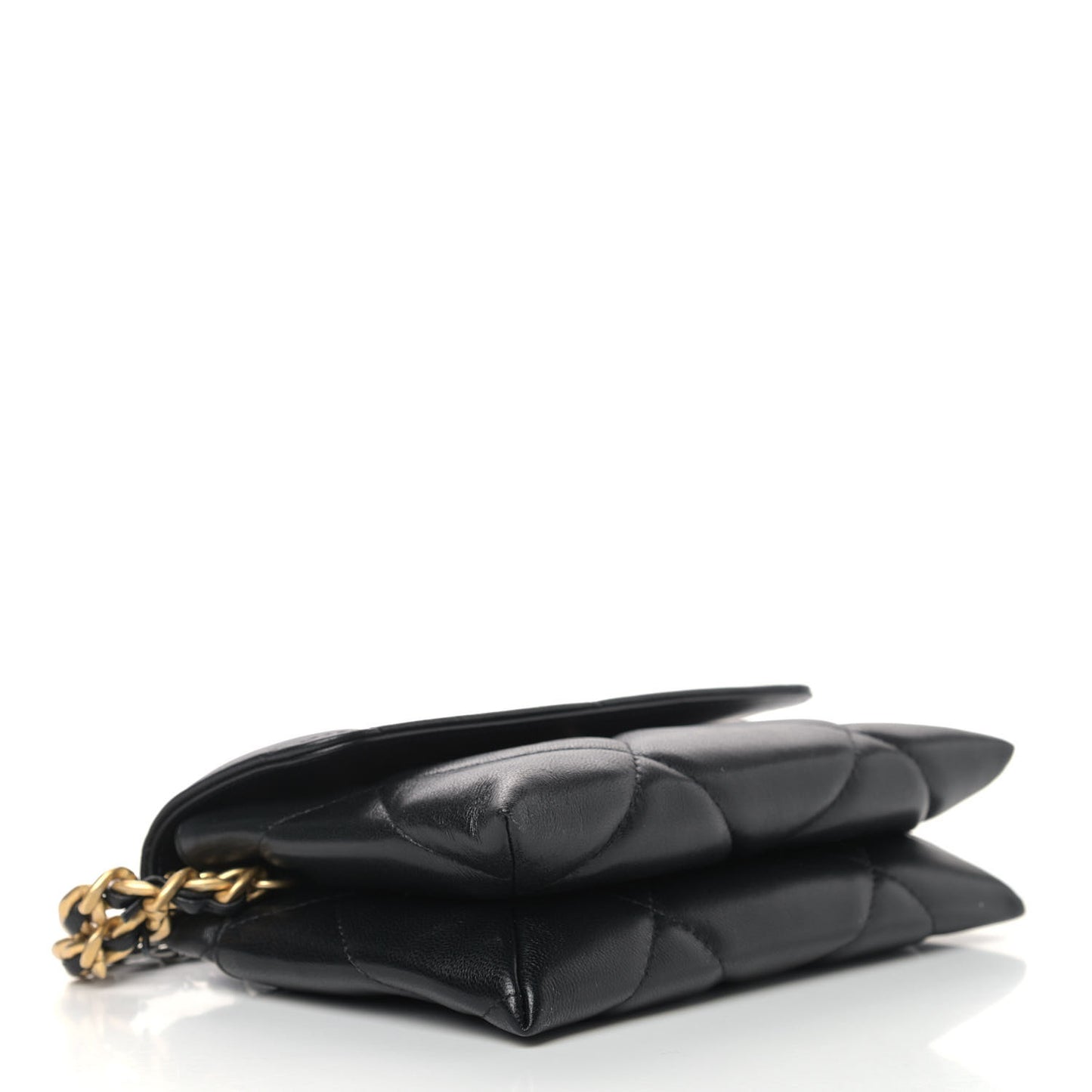Lambskin Quilted Chanel 19 Flap Clutch Black