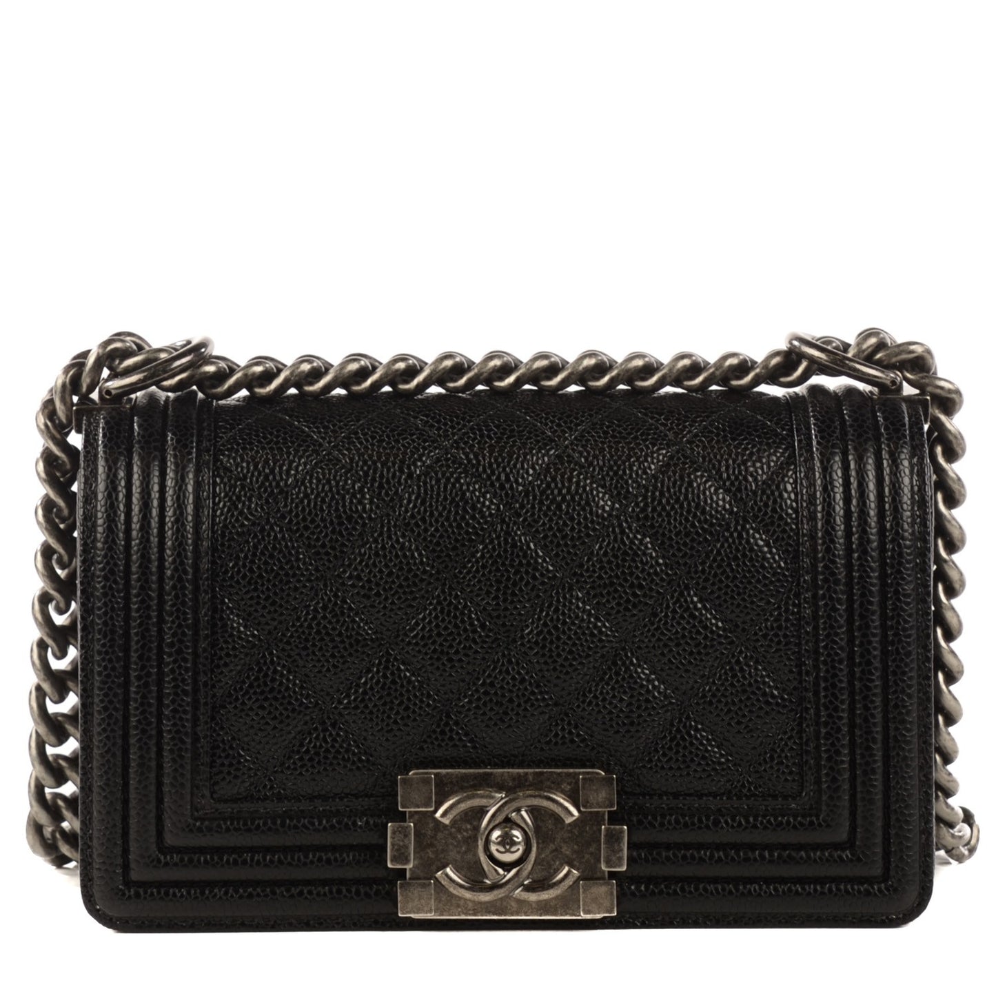 Caviar Quilted Small Boy Flap Black