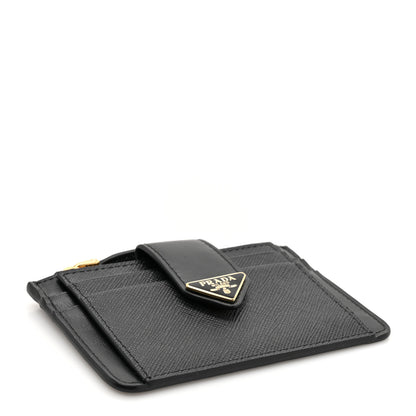 Prada Saffiano Metal Coin Case Card Holder Black 4 of 8
