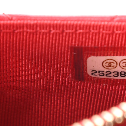Chanel Lambskin Quilted Zip Card Holder Red 9 of 10