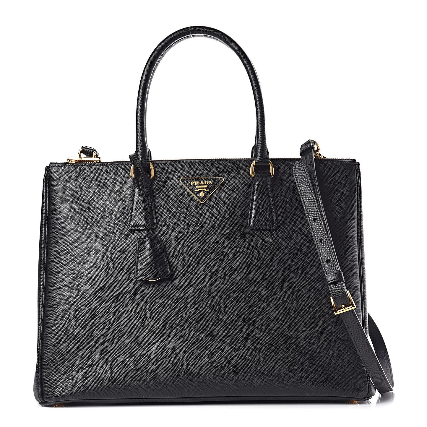 Saffiano Large Galleria Double Zip Tote Black