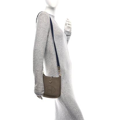 Hermes Taurillon Clemence Amazone Evelyne TPM Etoupe Bleu Indigo 2 of 10