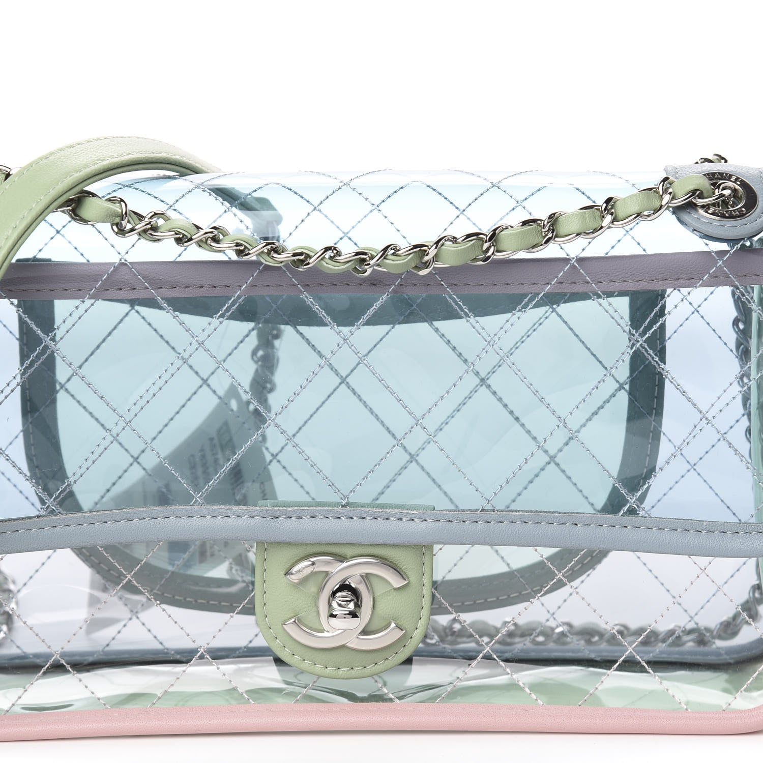 Chanel Lambskin PVC Quilted Medium Coco Splash Flap Blue Green 8 of 10