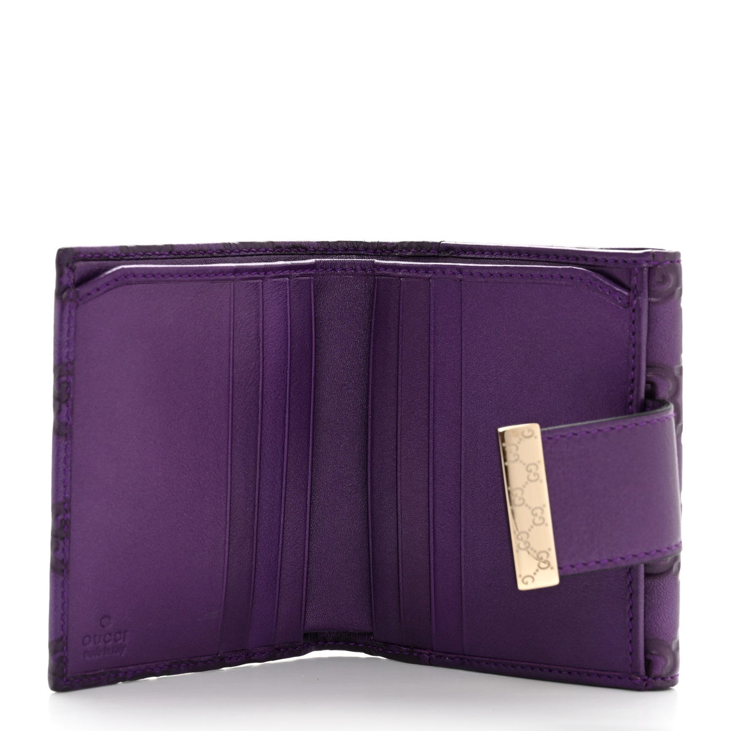 Gucci Metallic Soft Guccissima Icon Bar French Wallet Purple 5 of 7