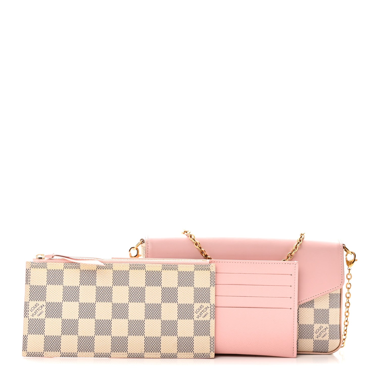 Louis Vuitton Damier Azur Calfskin Pochette Felicie Eau De Rose 3 of 10