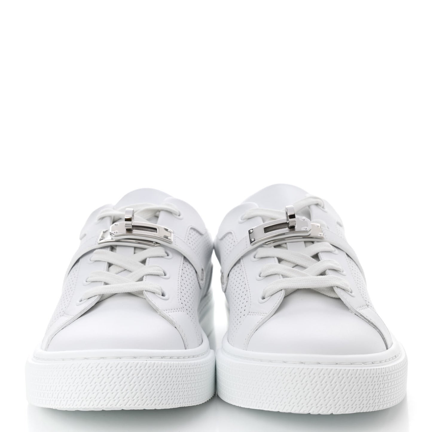 Calfskin Perforated Day Sneakers 38 White