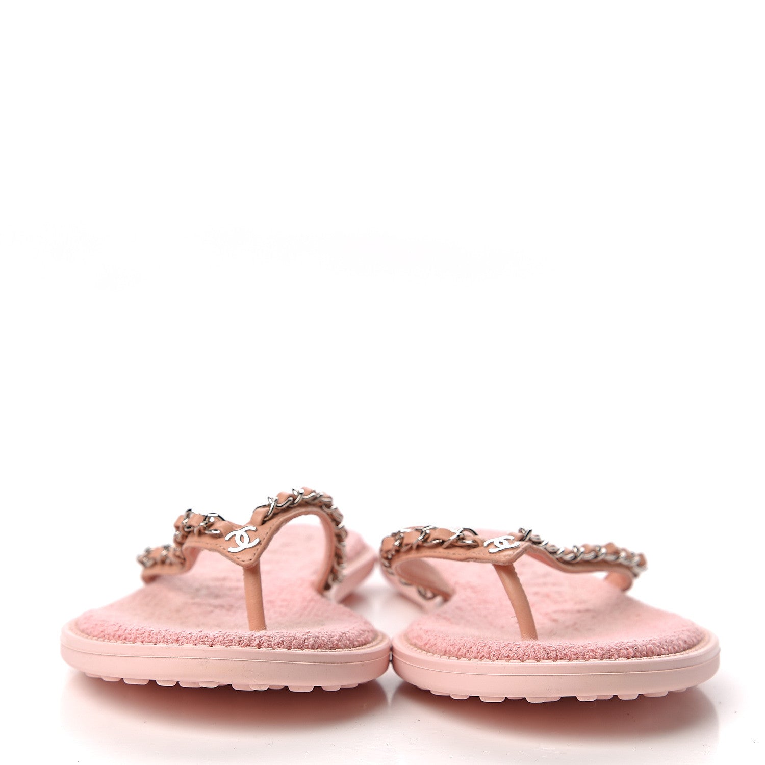 Chanel Calfskin CC Chain Thong Sandals Pink 2 of 7