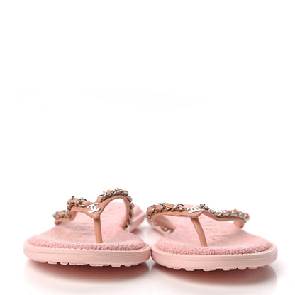 Chanel Calfskin CC Chain Thong Sandals Pink 2 of 7
