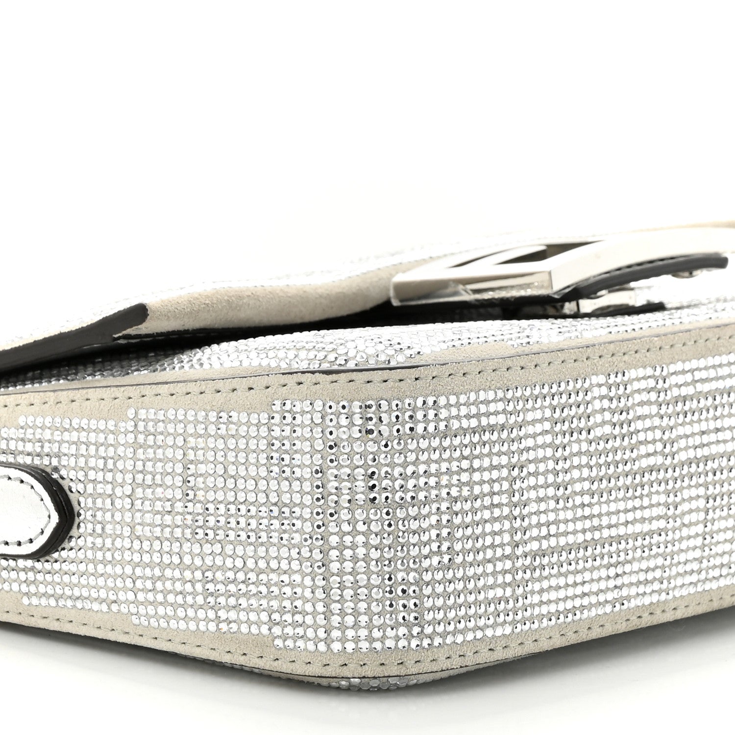 Fendi Crystal Vitello Laminato FF Mini Baguette Crystal Argento 9 of 10