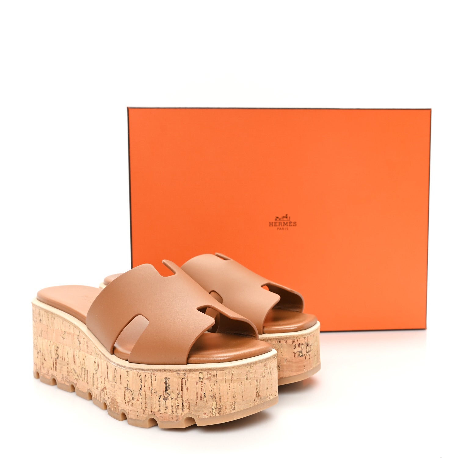 Hermes Calfskin Cork Eze 30 Sandals 37 Gold 10 of 10