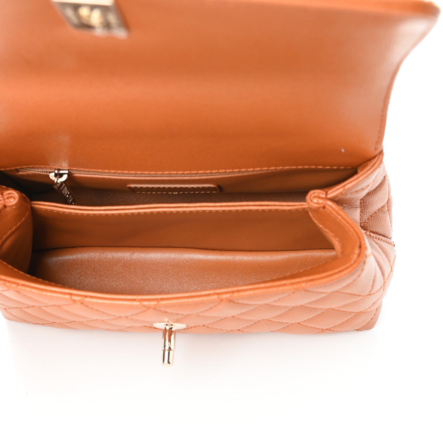 Caviar Quilted Mini Coco Handle Flap Light Brown