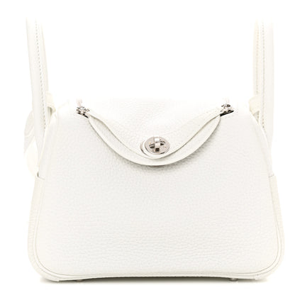 Hermes Taurillon Clemence Mini Lindy 20 New White 1 of 11
