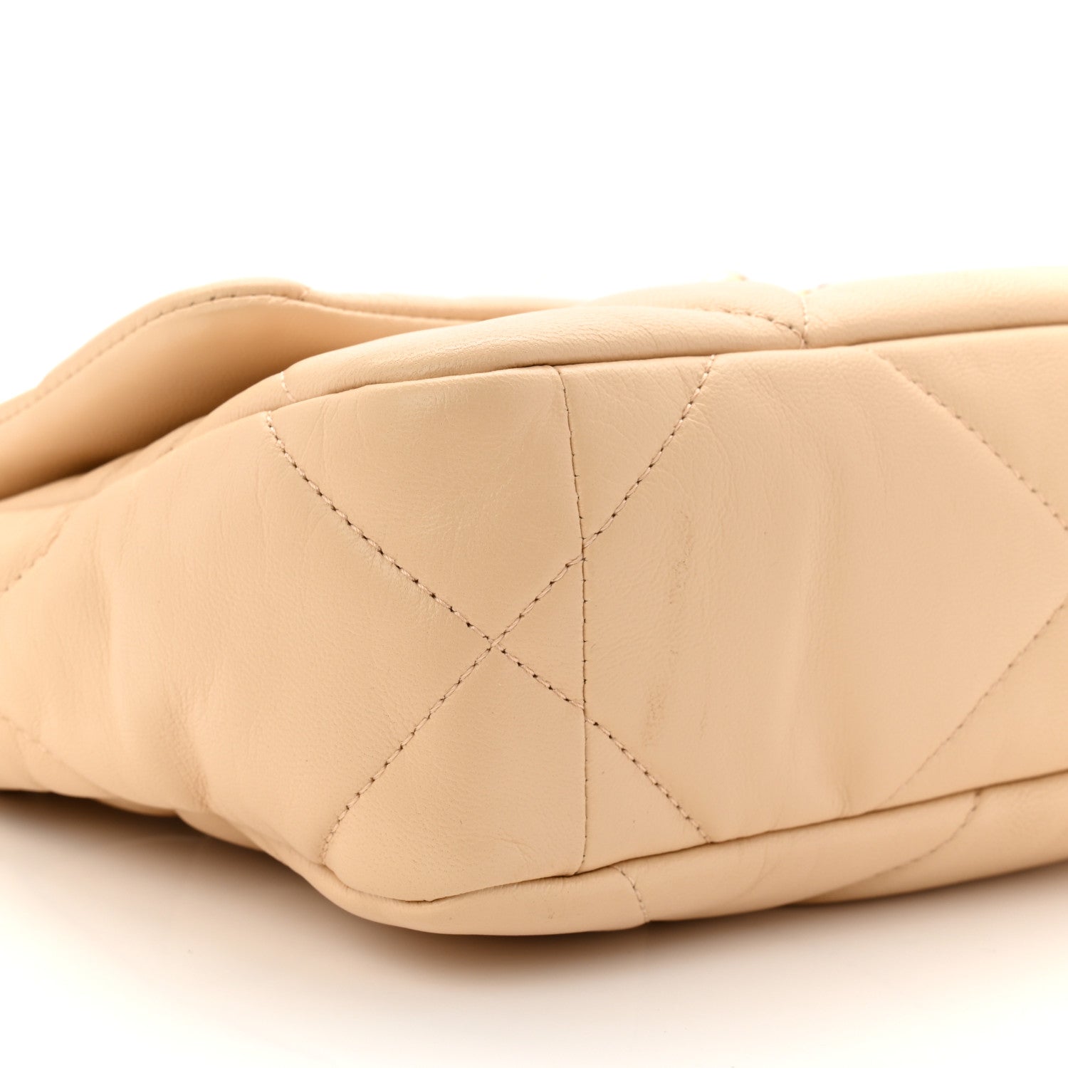 Chanel Shiny Goatskin Quilted Medium Chanel 19 Flap Beige 9 of 10